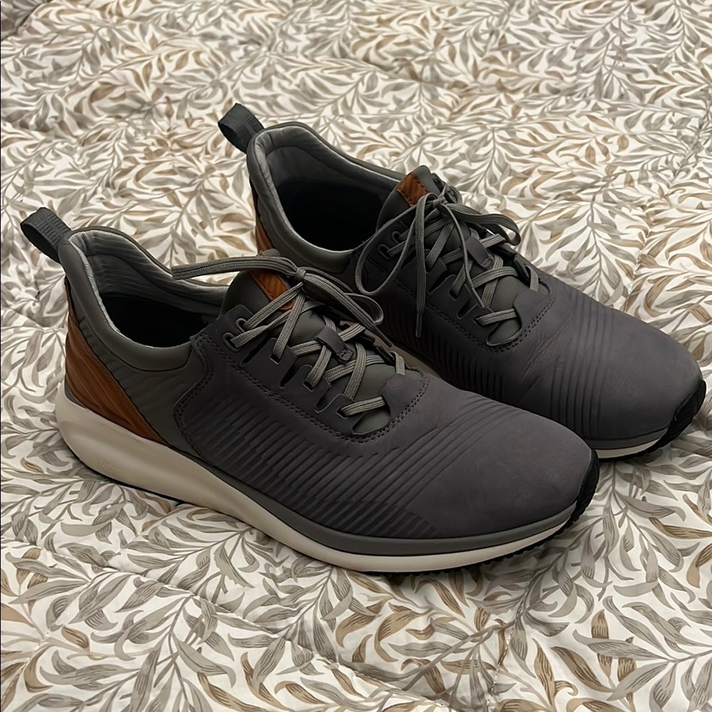 Men's Gray and Brown Casual Athletic Sneakers - Comfort Lace-Up